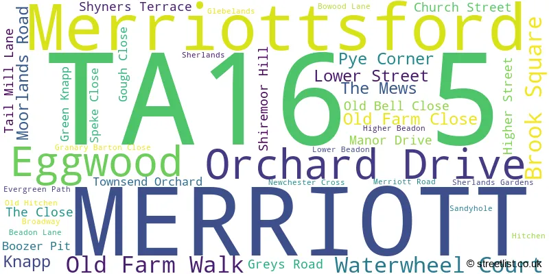 A word cloud for the TA16 5 postcode